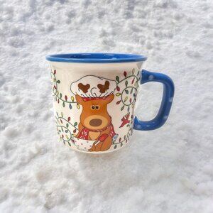 Temptations Winter Whimsy Reindeer &Christmas Lights 16oz Coffee Mug New No Box